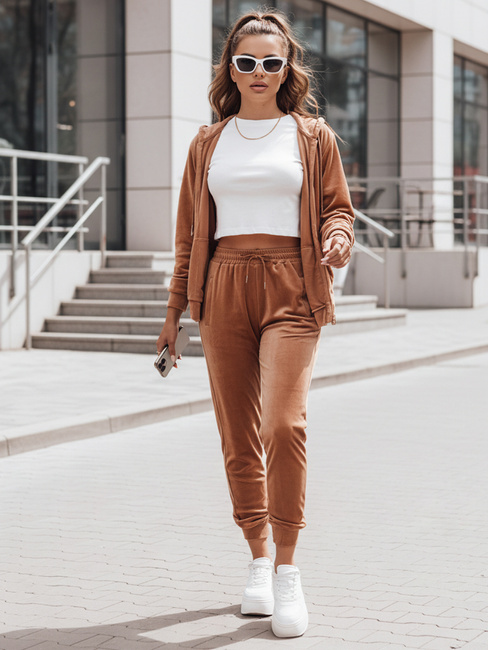 Damen Jogginghose Velours braun Dstreet UY2838