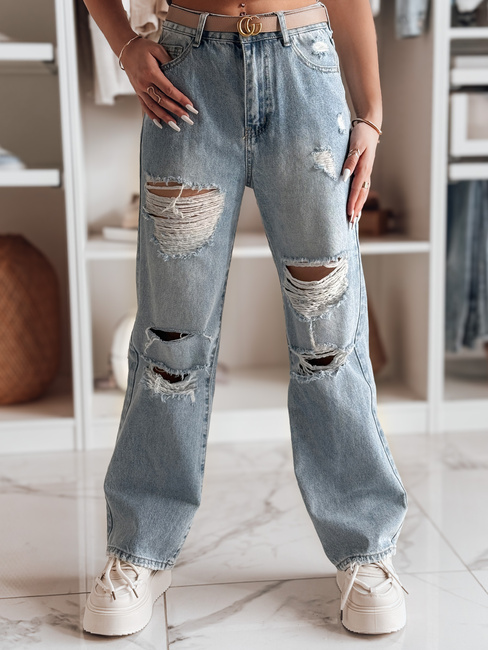 Damen Denim Baggy Hose mit Löchern NOWISTA blau Dstreet UY2426
