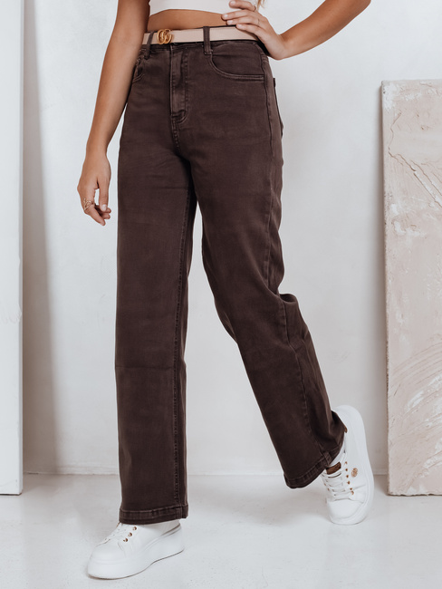 Damen Jeans mit weitem Bein braun Dstreet UY2768