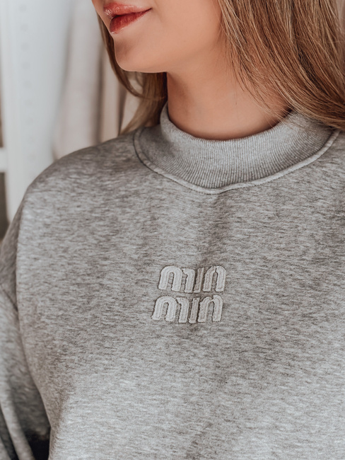 Damen Sweatshirt in Übergröße mit LOVASON Aufnäher grau Dstreet BY1419