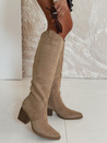 Damen Wildleder Stiefel mit Absatz beige Dstreet ZY1022