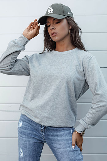 Damen GLAMFLAIR Sweatshirt hellgrau Dstreet BY1315