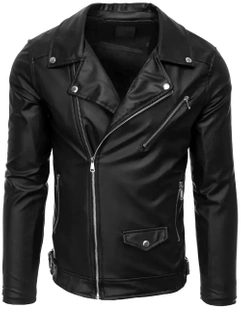 Herren Kunstlederjacke Schwarz Dstreet TX4081z_1