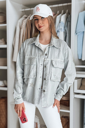 Damen Übergangsjacke Einheitsgröße in Sternen STRASHINE hellgrau Dstreet TY4845