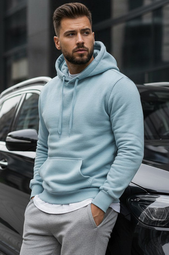 Herren Kapuzenpullover Himmelblau Dstreet BX5107