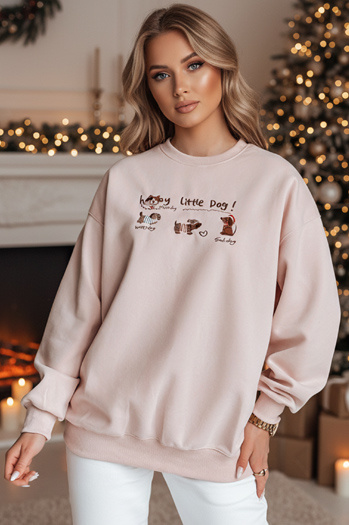 Damen Sweatshirt in Übergröße mit Dackel JAMNIKOVE rosa Dstreet BY1497z