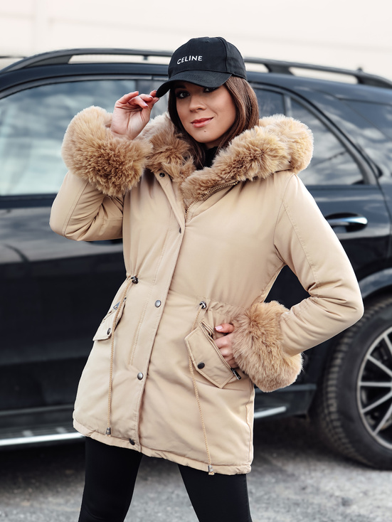 Damen Winter Parka Jacke mit Fell CHARMFUR beige Dstreet TY4770