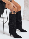 Damenstiefel mit Crinkle Schaft Wildleder schwarz Dstreet ZY1130