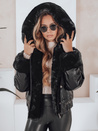 Damen Lederjacke mit Kunstfell schwarz Dstreet TY5128