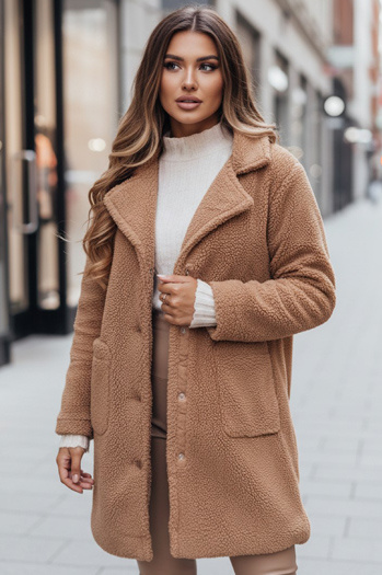 Damen Teddyfell Camel Wintermantel Dstreet NY0758z