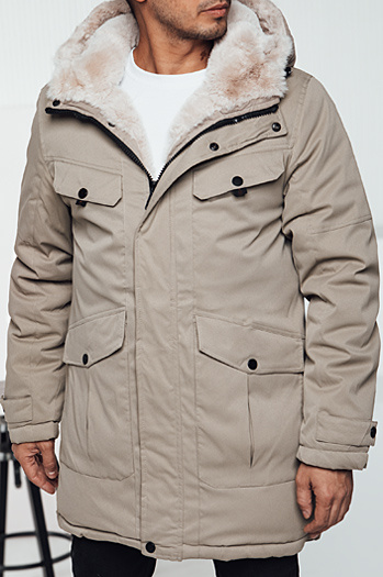 Herren Winter Parka Jacke mit Kapuze beige Dstreet TX4969
