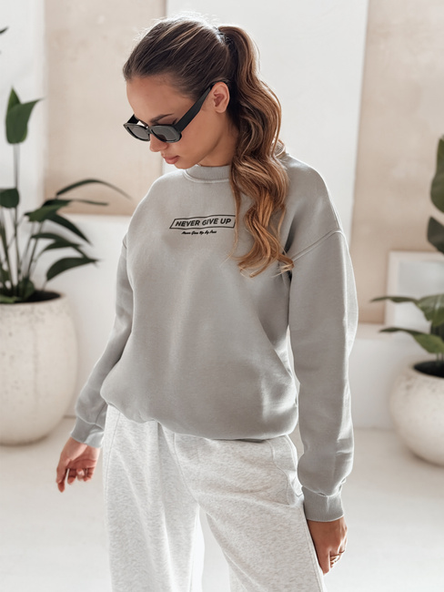 Damen Sweatshirt in Übergröße NEVER grau Dstreet BY1230