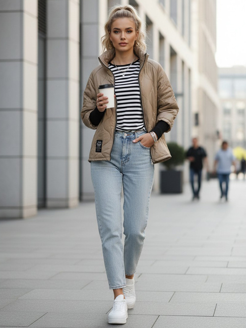 Gesteppte camelfarbene Damen-Übergangsjacke Dstreet TY5543