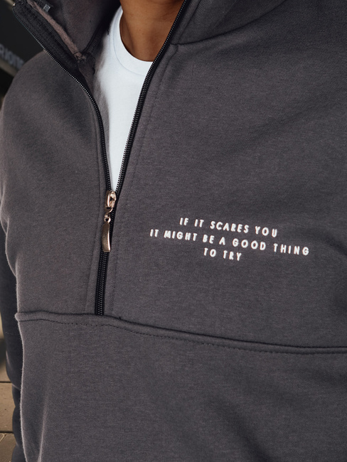 Bedrucktes graphitfarbenes Herren-Sweatshirt Dstreet BX5888