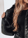 Damen Leder Ramones Jacke mit Pelz schwarz Dstreet TY5207