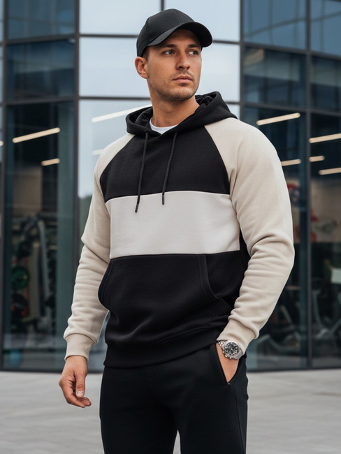 Herren-Kapuzenpulli mit Asche und schwarzen Streifen Dstreet BX5898