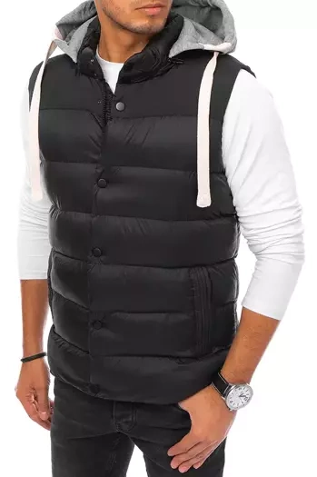 Herren Steppweste mit Kapuze Schwarz Dstreet TX3936