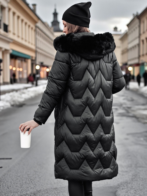 Lange Damen Steppjacke WINTERACT schwarz Dstreet TY4775