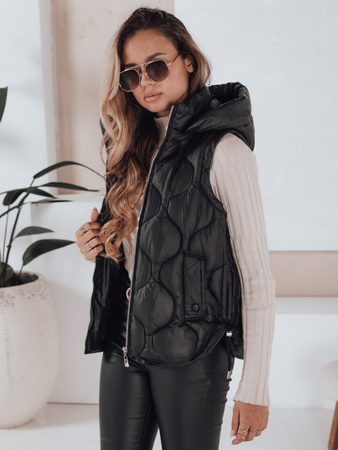 Damen Steppweste mit Kapuze MISSVEST schwarz Dstreet TY5018