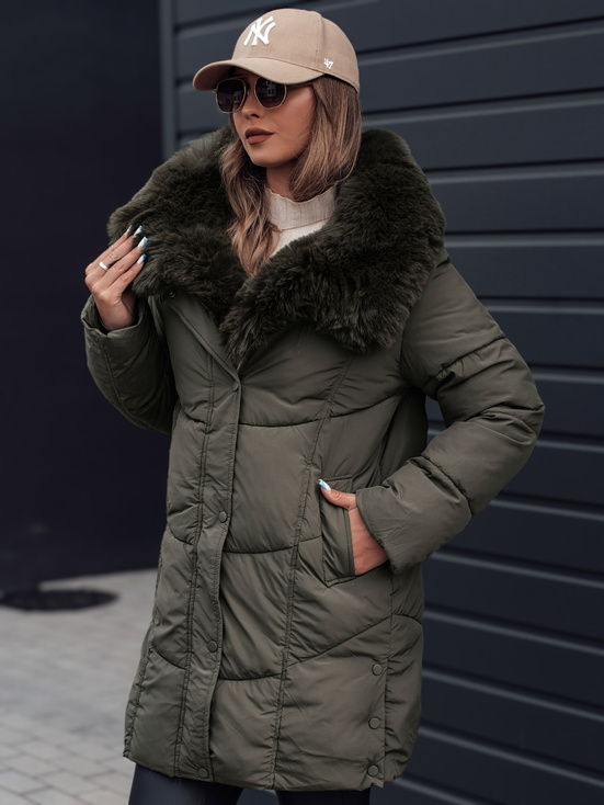 Damen Winterjacke MORISIO lang gesteppt mit Kapuze grün Dstreet TY4671