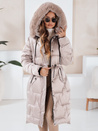 Damen Winter lange gesteppte Jacke mit Pelz beige Dstreet TY5075