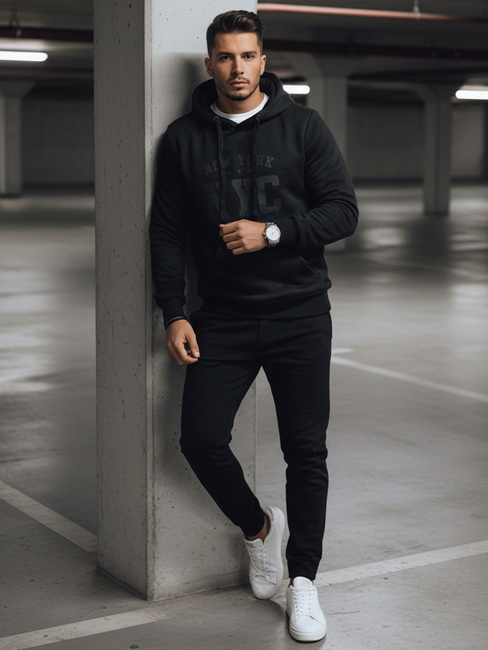 Isoliertes Herren-Kapuzensweatshirt schwarz Dstreet BX5934