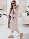 Damen Winter lange gesteppte Jacke mit Pelz beige Dstreet TY5075
