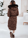 Damen Winter lange gesteppte Jacke mit Pelz braun Dstreet TY5074
