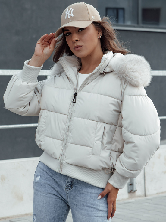 Gesteppte Damen Winterjacke mit Fell COLDPACK weiß Dstreet TY4429