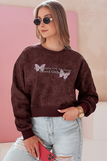 Damen Sweatshirt in Übergröße mit Schmetterling SPARKI burgund Dstreet BY1405