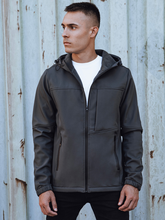 Herren Softshell-Übergangsjacke mit Kapuze dunkelgrau Dstreet TX4816