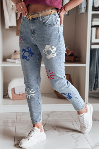 Damen Denim Slim Fit Hose mit Blumen ARTJEANS blau Dstreet UY2446