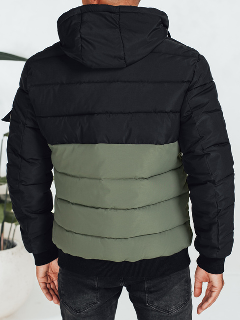 Herren Winterjacke mit Kapuze schwarz und grün Dstreet TX5051