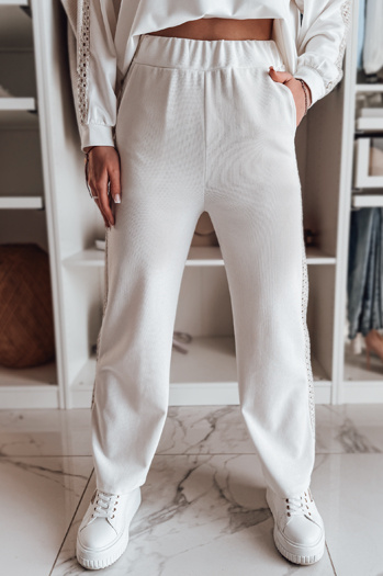 Damenhose mit weitem Bein, gerippt LUXEEN ecru Dstreet UY2521