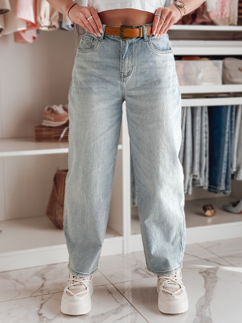 Damen Denim Baggy Hose mit Gürtel NEWFLOVER blau Dstreet UY2435