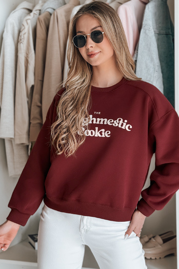 Damen Sweatshirt in Übergröße mit COOKIES Druck kastanienbraun Dstreet BY1445