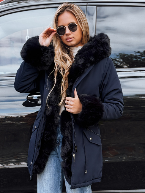 Damen Winter Parka Jacke mit Fell CHARMFUR schwarz Dstreet TY4771