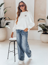 Damen Sweatshirt in Übergröße mit gestickten Herzen MONLOVE weiß Dstreet BY1507