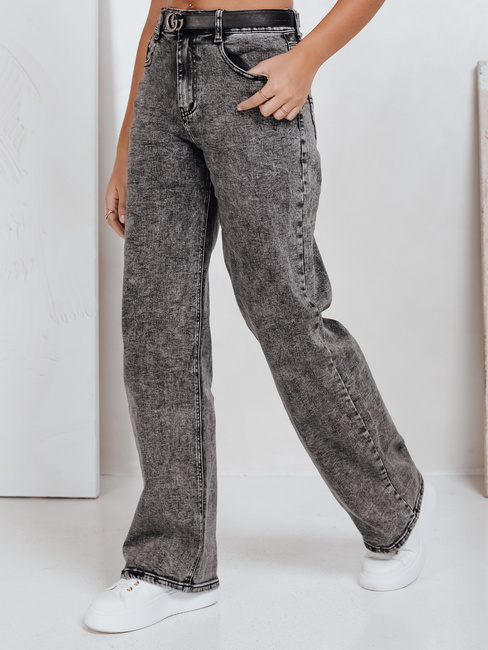 Damen Jeans mit weitem Bein schwarz Dstreet UY2747