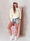 Damen Sweatshirt in Übergröße mit Stickerei SOFTSLON ecru Dstreet BY1433