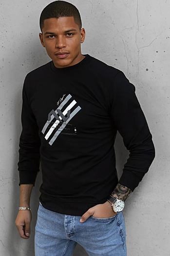 Herren Sweatshirt mit Aufdruck Schwarz Dstreet BX5364