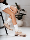 Damenstiefel mit Schafsfell beige Dstreet ZY1249