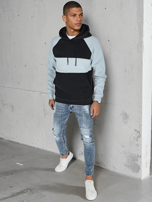 Herren-Kapuzenpulli mit blauen und schwarzen Streifen Dstreet BX5900