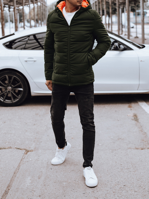 Herren Steppwinterjacke mit Kapuze grün Dstreet TX4893