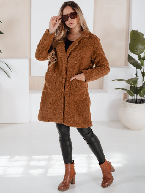 Damen Wintermantel Teddyfell braun Dstreet NY0752