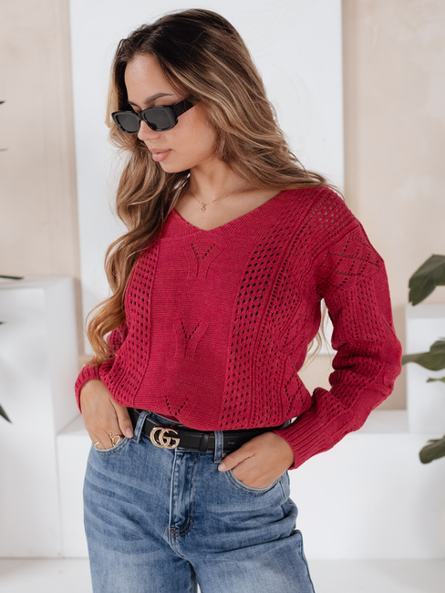 Damen Lange Pullover DARIA Farbe Rot DSTREET MY1719