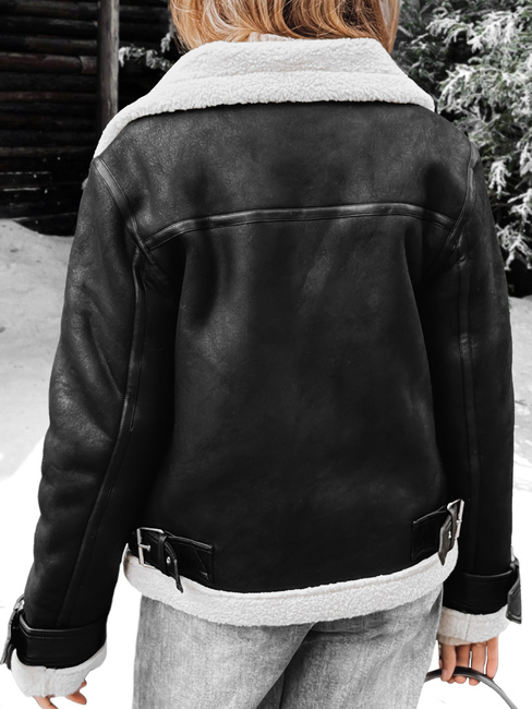 Damen Ramones Jacke mit Schafsfell schwarz Dstreet TY5237