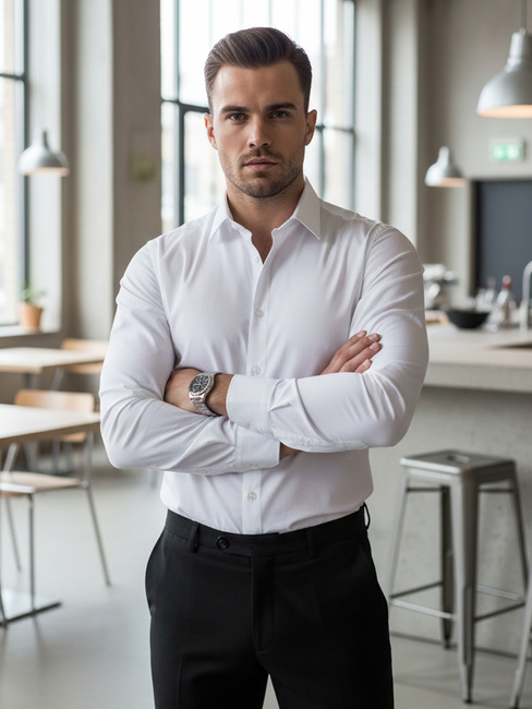 Weißes Herrenhemd Dstreet DX2617