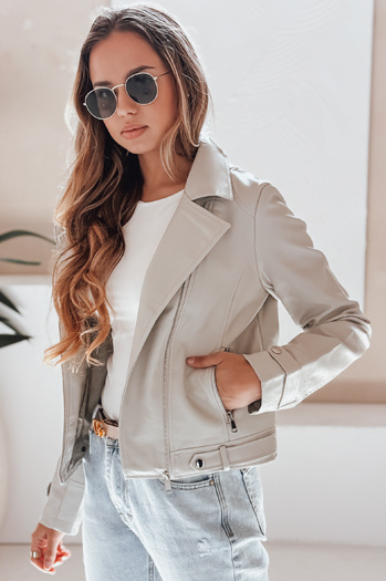 Damen Leder Ramones Jacke DARKGLORY grau Dstreet TY5216