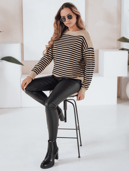 Gestreifter Damen-Pullover ELVARA camel Dstreet MY2525